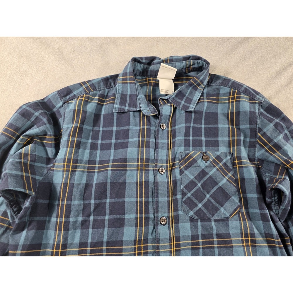 The North Face Long Sleeve Button Up Shirt Dark Teal Blue Plaid Mens LARGE‎